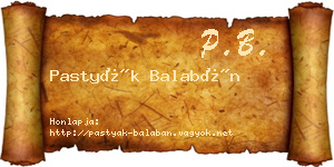 Pastyák Balabán névjegykártya